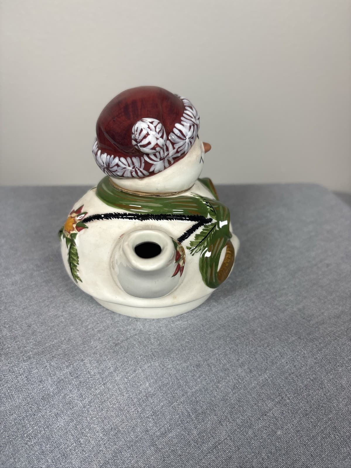 Tracy Porter Jingle Bell Lets Hang Mistletoe Snowman Christmas Teapot - Thumbnail 4