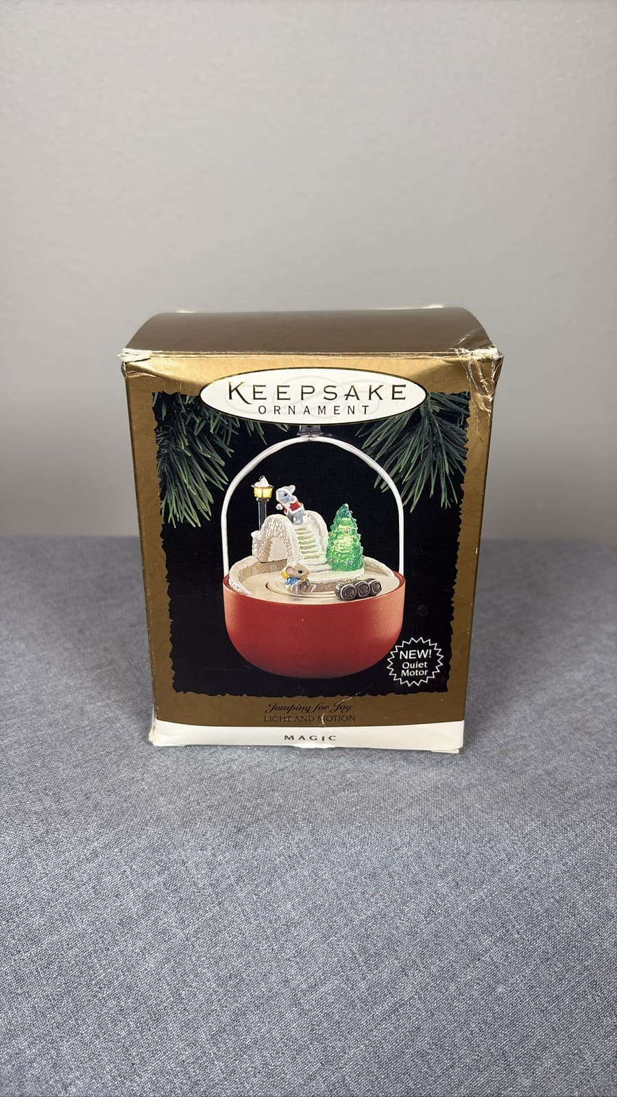 Hallmark 1995 Keepsake Ornament Jumping For Joy Magic Light Motion Mice