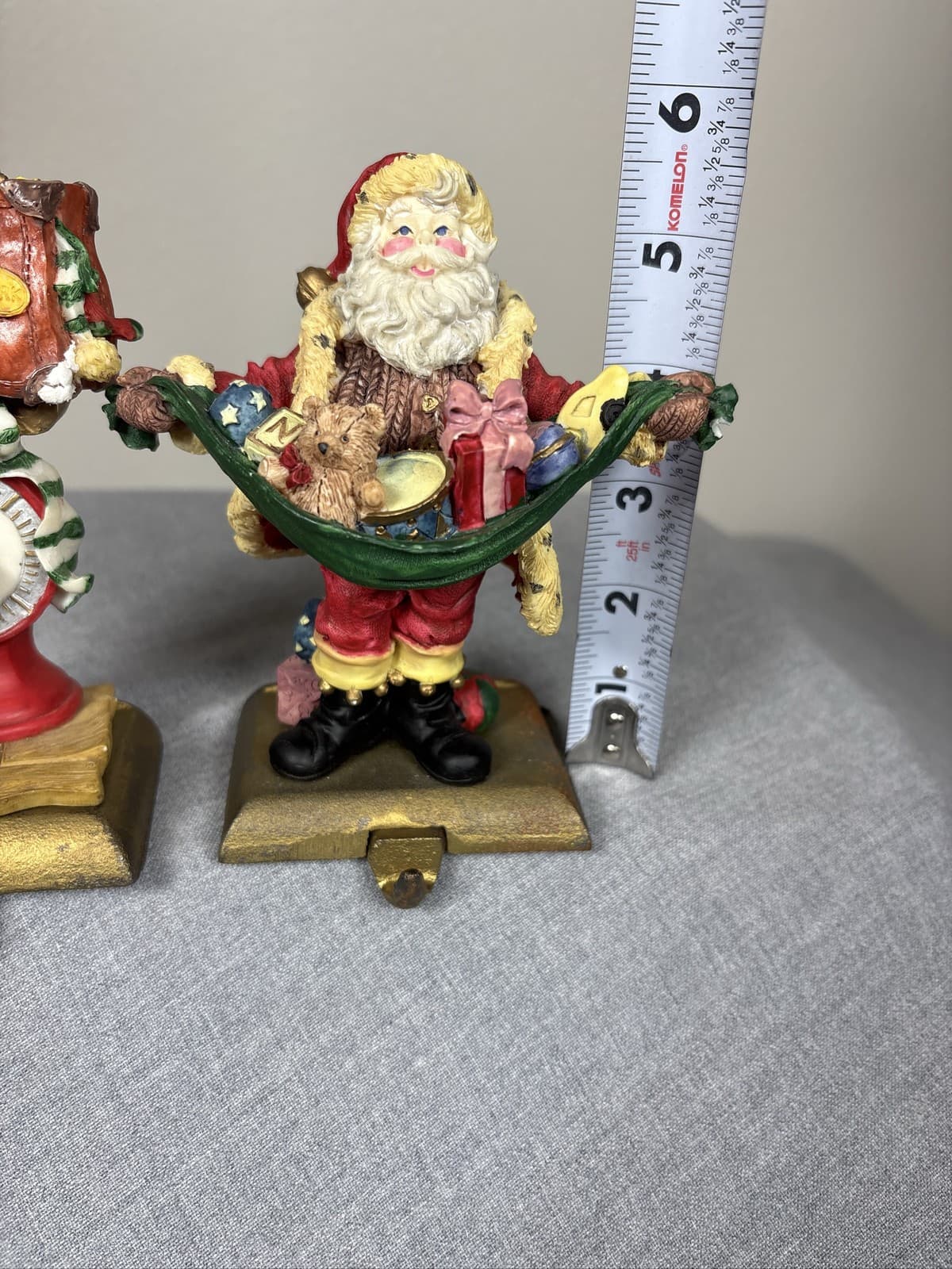 Vintage Midwest of Cannon Falls Santa Elf Cast Iron Stocking Holder Hanger 2pc - Thumbnail 4