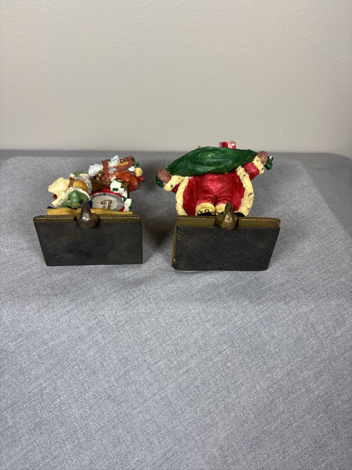 Vintage Midwest of Cannon Falls Santa Elf Cast Iron Stocking Holder Hanger 2pc - Thumbnail 3