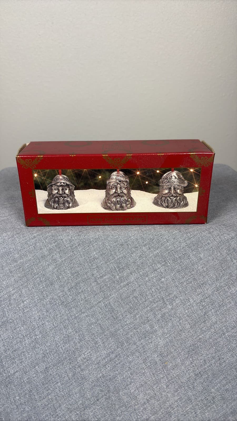 Home For The Holidays Pewter Santa Claus Bell Ornaments Set of 3