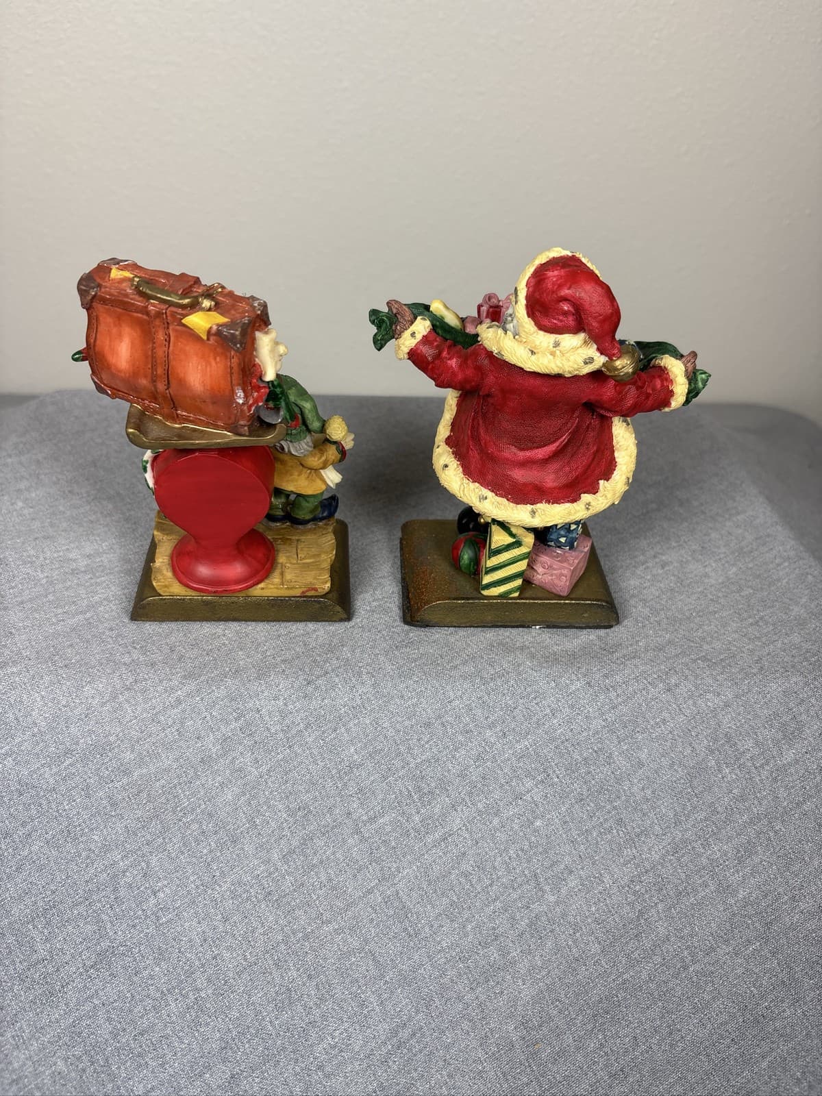 Vintage Midwest of Cannon Falls Santa Elf Cast Iron Stocking Holder Hanger 2pc - Thumbnail 2