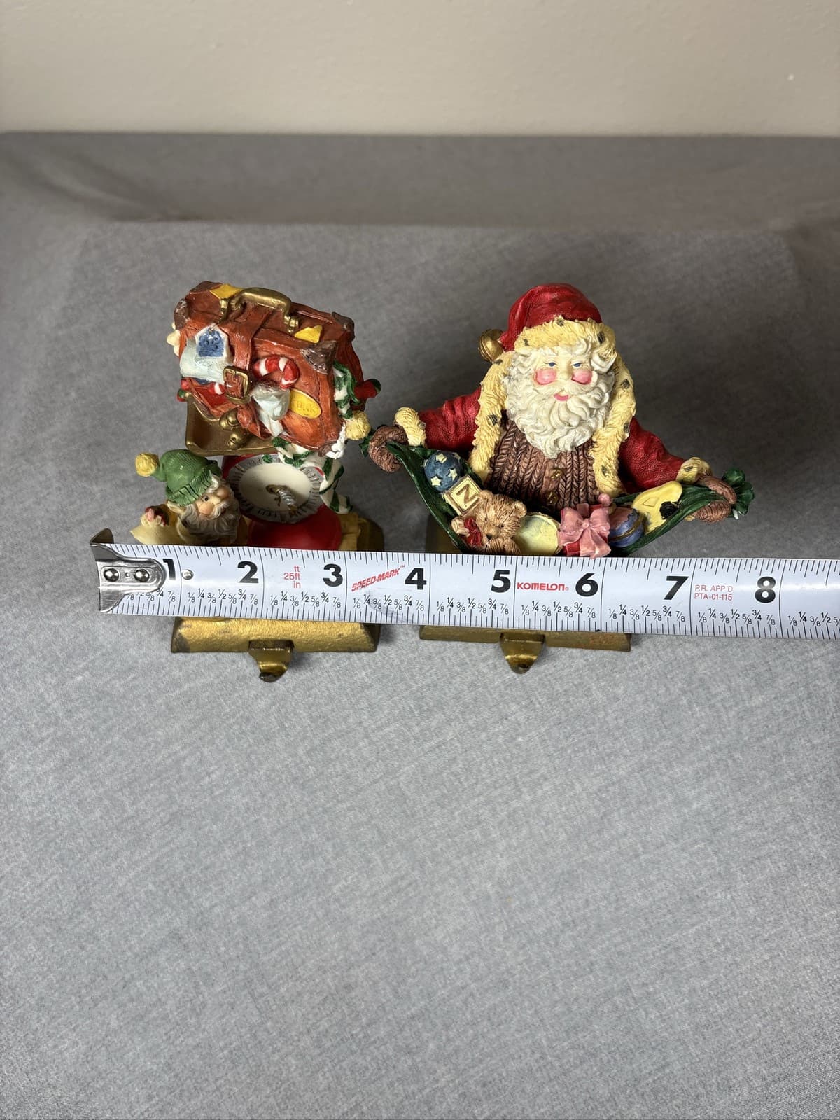 Vintage Midwest of Cannon Falls Santa Elf Cast Iron Stocking Holder Hanger 2pc - Thumbnail 5