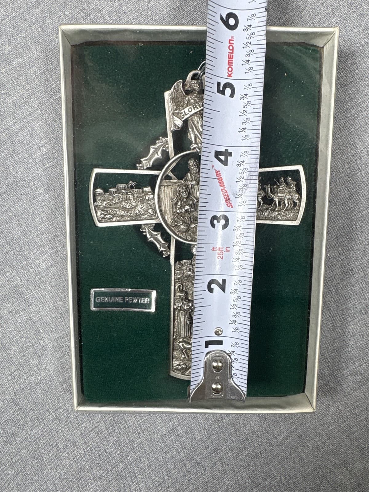 Pewter Nativity Wall Cross Holy Family Scene Religious Christmas Decor - Thumbnail 2