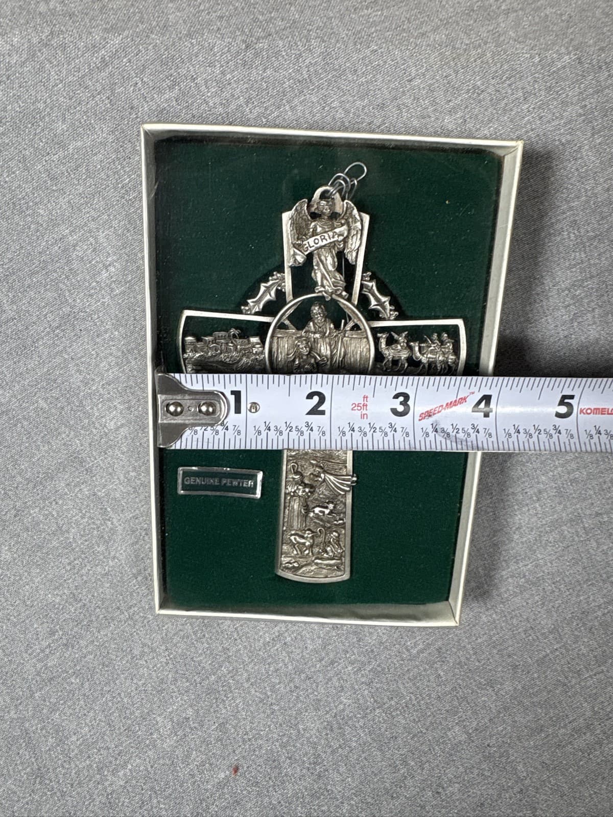 Pewter Nativity Wall Cross Holy Family Scene Religious Christmas Decor - Thumbnail 3