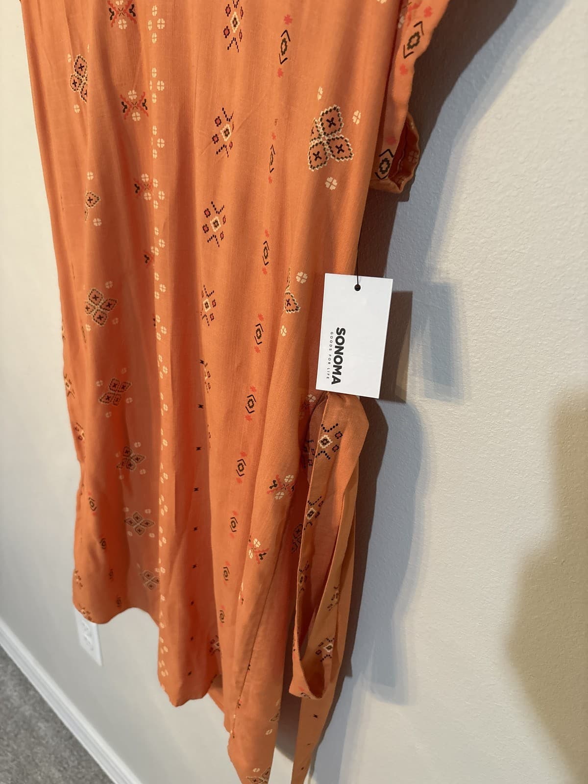 Sonoma Orange Boho Tribal Print Dolman Sleeve Tunic Mini Dress Women's M NWT - Thumbnail 3