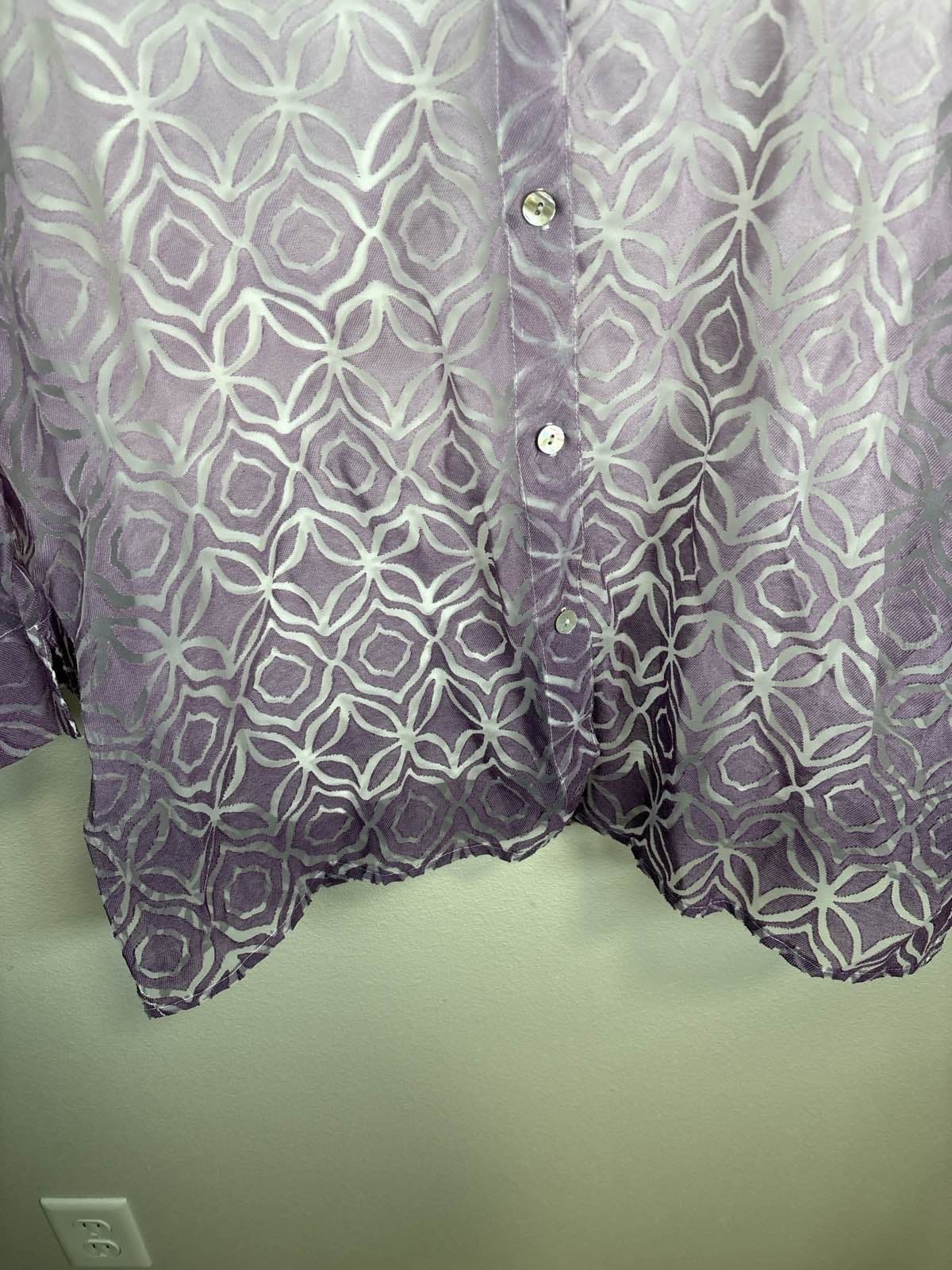 Alfred Dunner Women's Ombre Purple Sheer Medallion Burnout Top Size 12 W/ Tank - Thumbnail 3