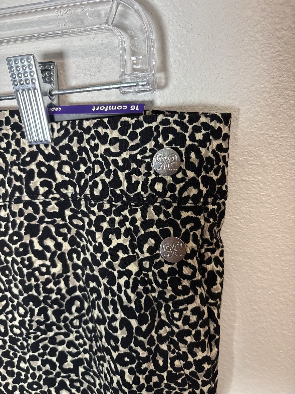 Rafaella Comfort Capri Pants Womens 16 Black White Leopard Animal Print - Thumbnail 2