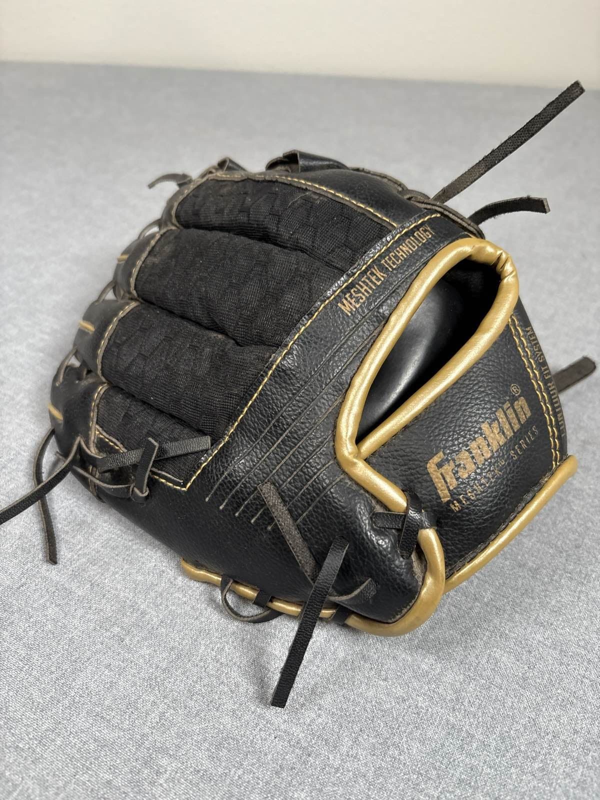 Franklin Mesh Tek 22808 9.5" Black Gold Youth Baseball Glove RHT - Thumbnail 2
