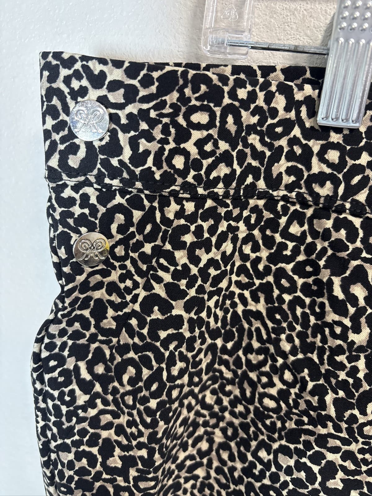 Rafaella Comfort Capri Pants Womens 16 Black White Leopard Animal Print - Thumbnail 3