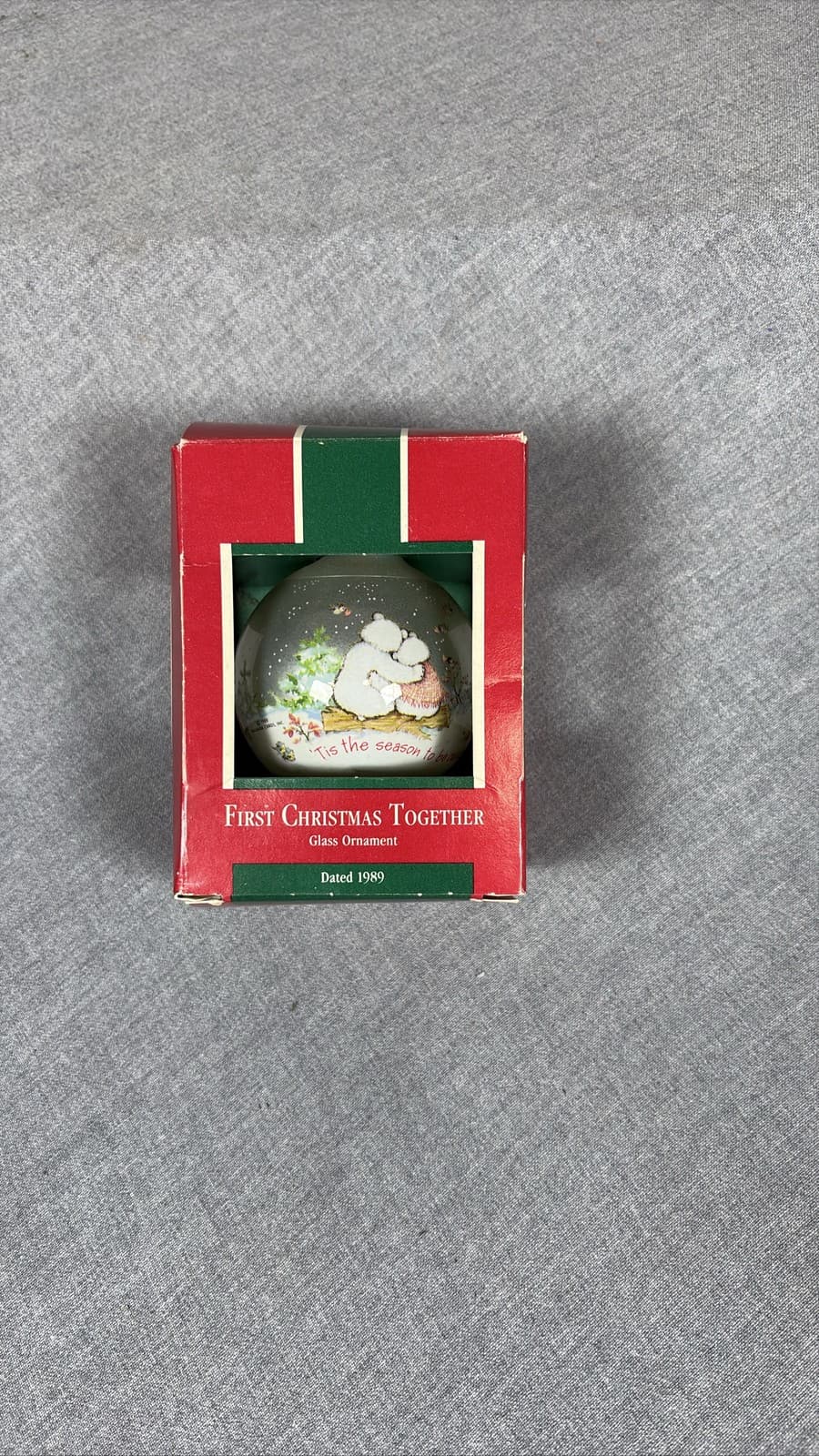 Hallmark First Christmas Together 1989 Glass Ball Ornament Bears