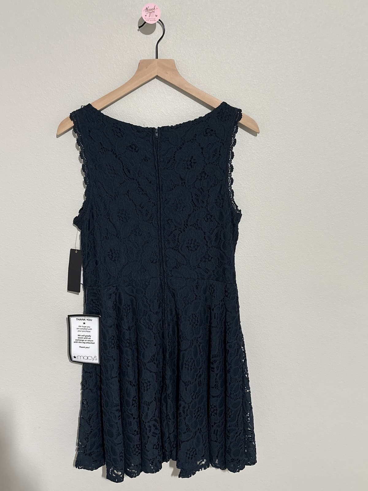 City Studio Junior's Navy Blue Lace Fit & Flare Sleeveless Mini Dress size 13 - Thumbnail 3