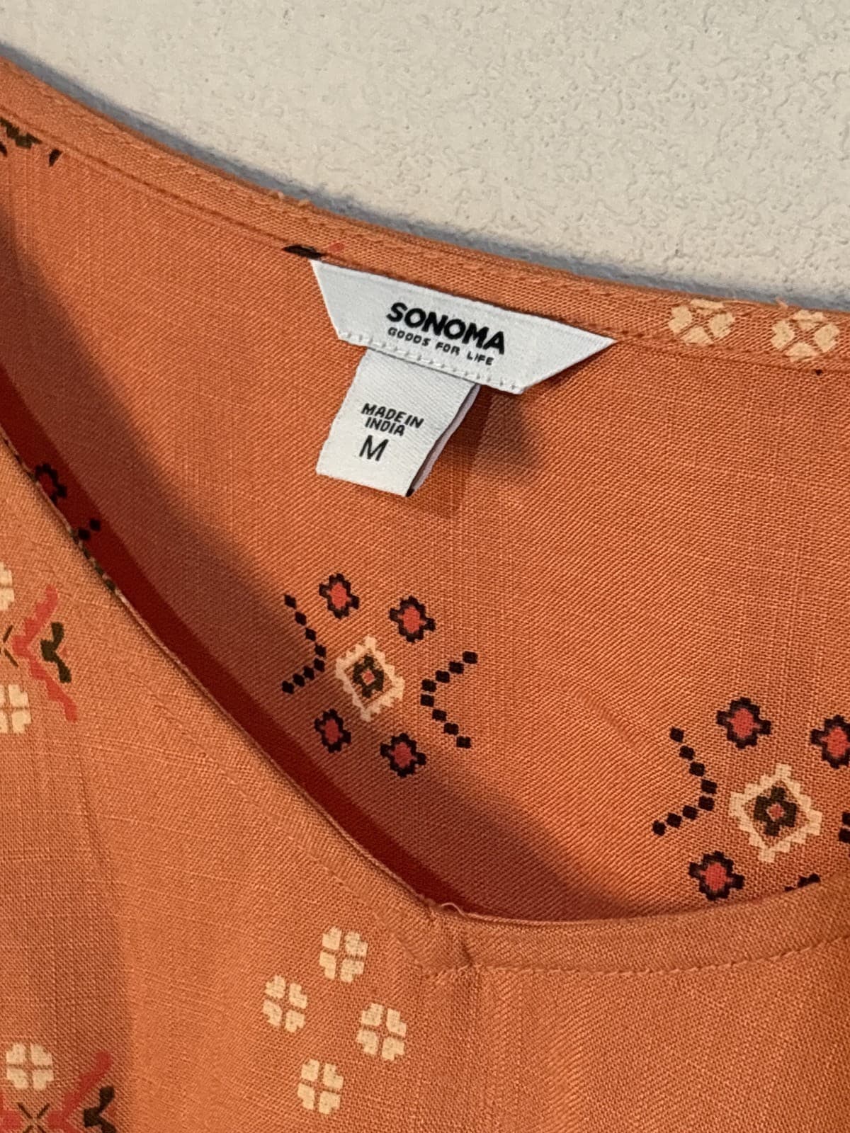 Sonoma Orange Boho Tribal Print Dolman Sleeve Tunic Mini Dress Women's M NWT - Thumbnail 2