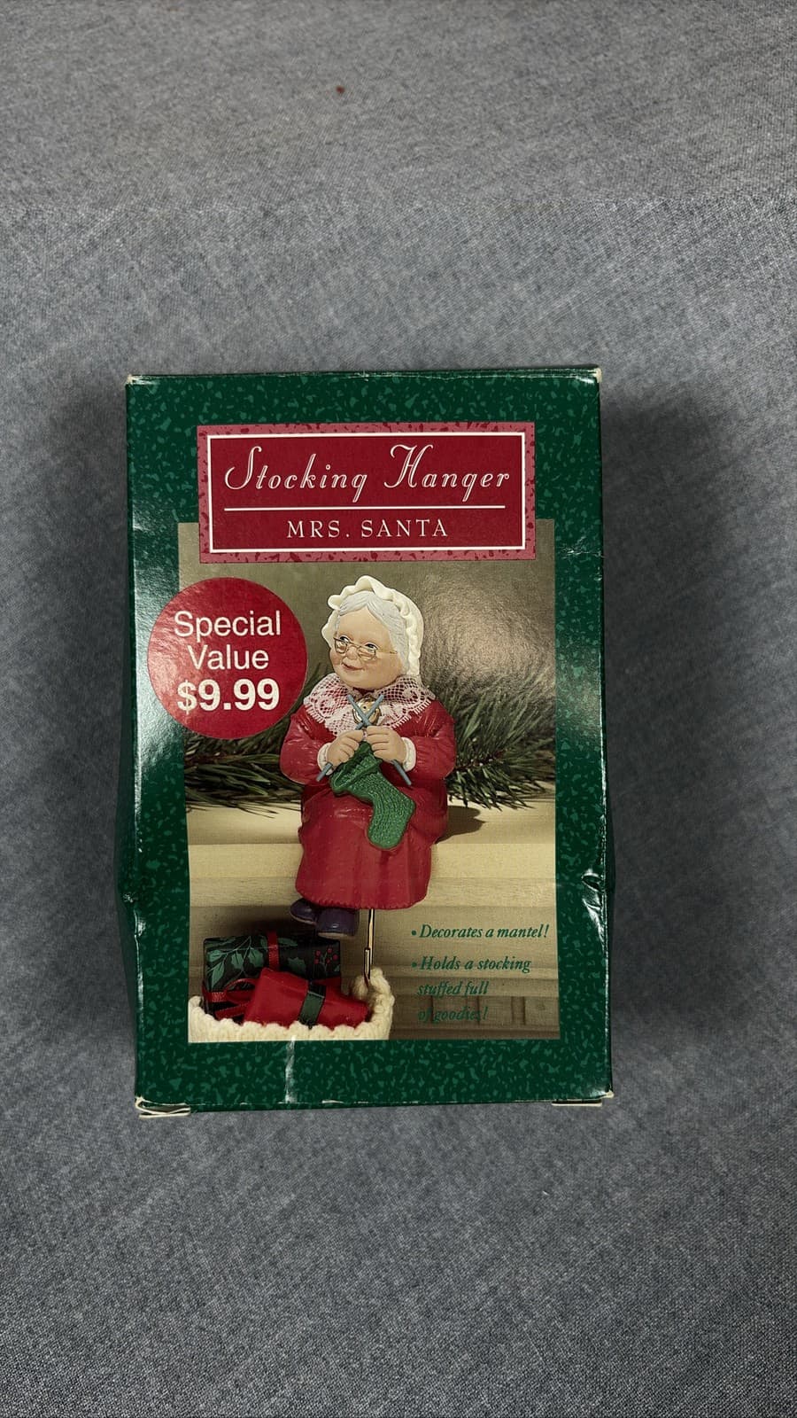 Hallmark Mrs. Santa Claus Stocking Hanger Holder 1988 Christmas Box
