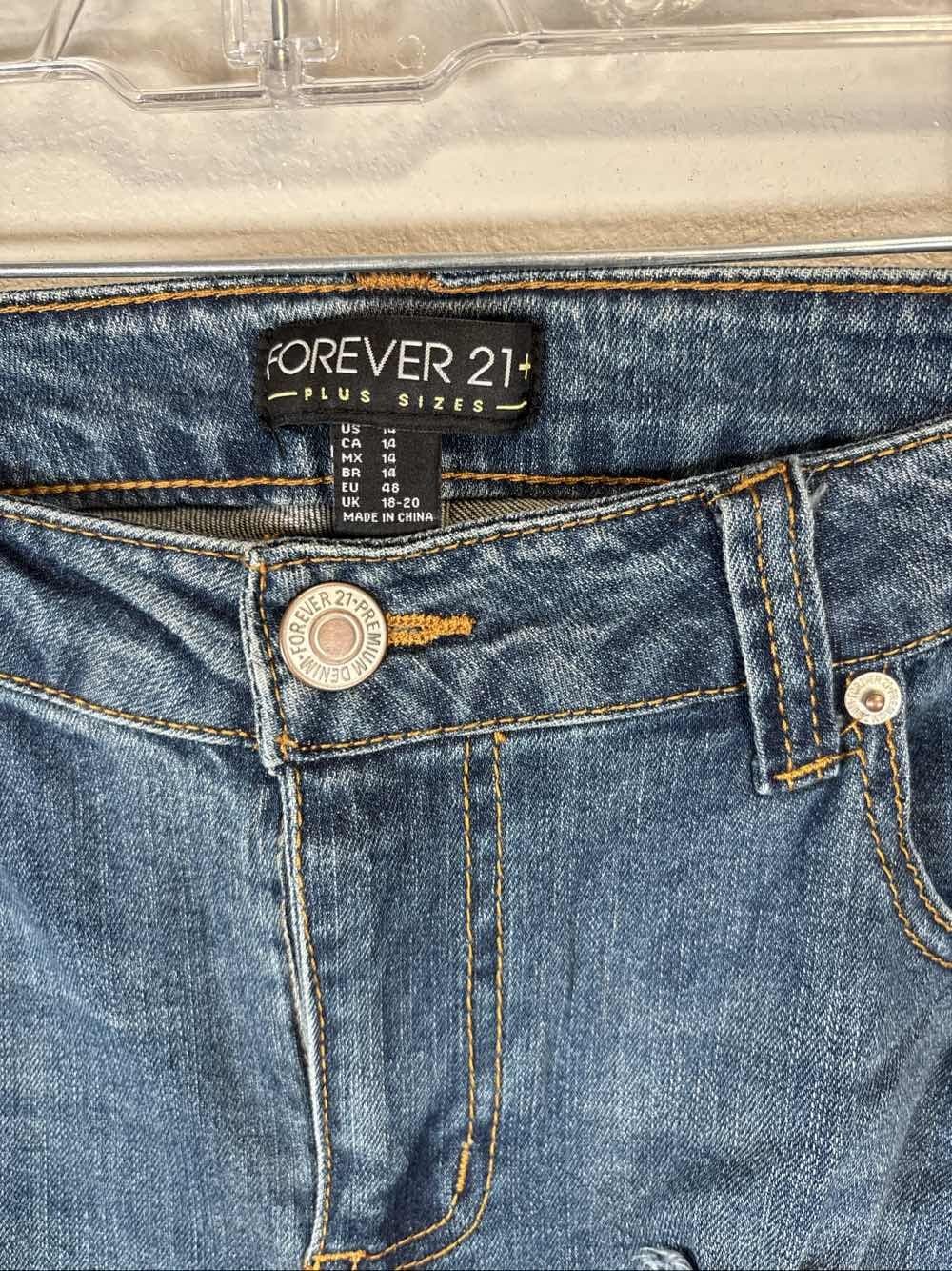 Forever 21+ Plus Skinny Jeans Blue Denim Women's 14 NWT - Thumbnail 2