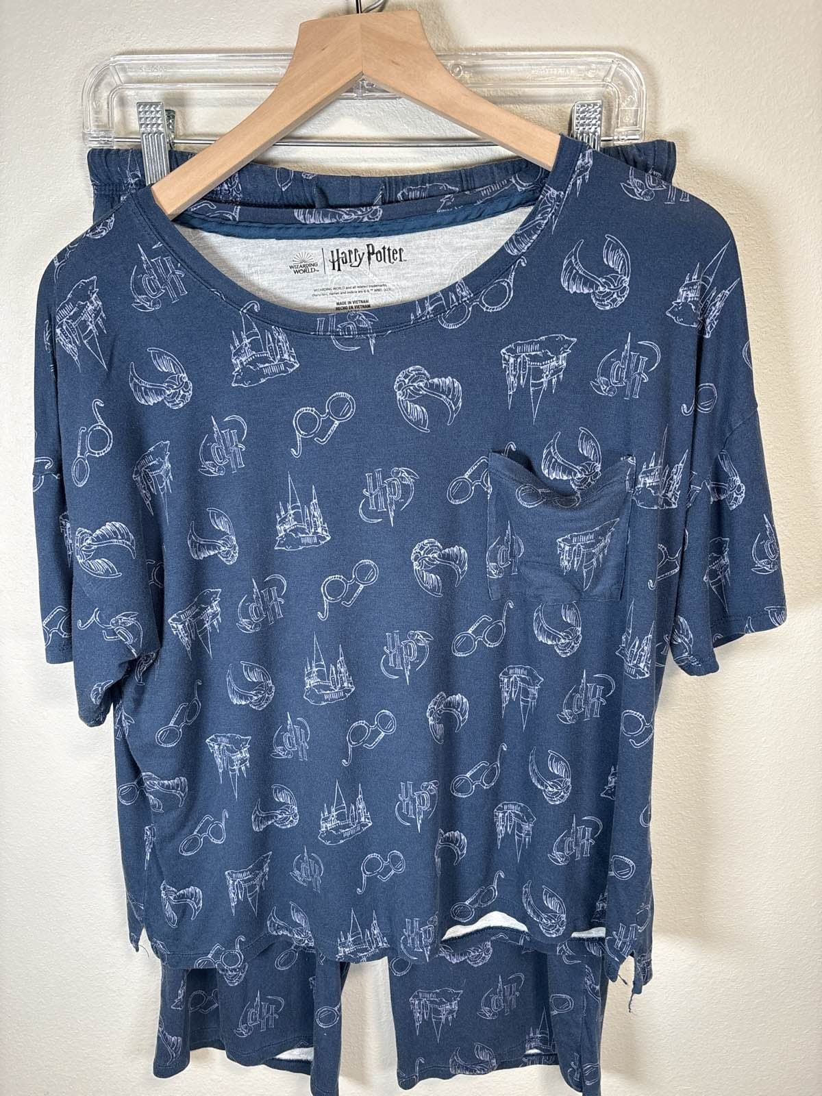 Harry Potter Wizarding World Women's 2PC Pajamas Blue Short Sleeve Medium - Thumbnail 2