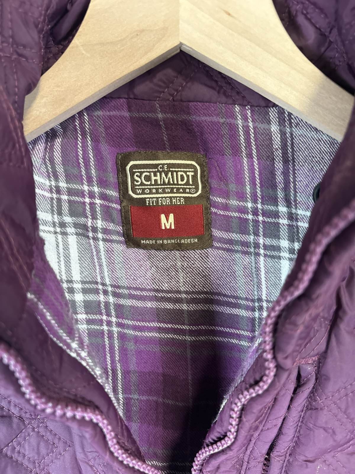 Schmidt Workwear M Quilted Vest Plum Flannel Lined Zip - Thumbnail 3