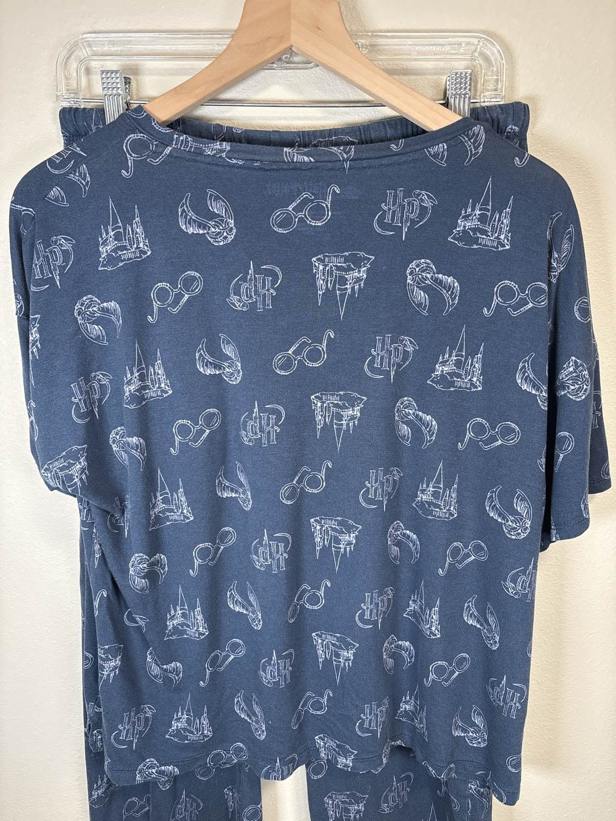 Harry Potter Wizarding World Women's 2PC Pajamas Blue Short Sleeve Medium - Thumbnail 3