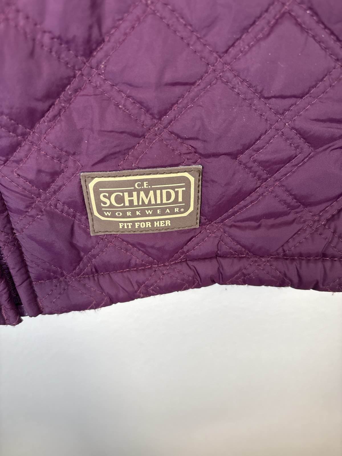 Schmidt Workwear M Quilted Vest Plum Flannel Lined Zip - Thumbnail 2