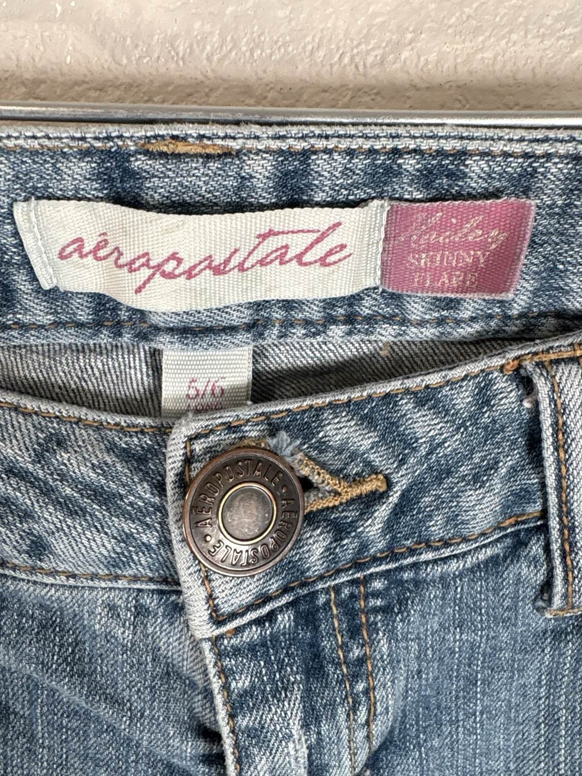 Aeropostale Kailey Skinny Flare Jeans 5/6 Blue Low Rise Denim Y2K 5/6 - Thumbnail 2