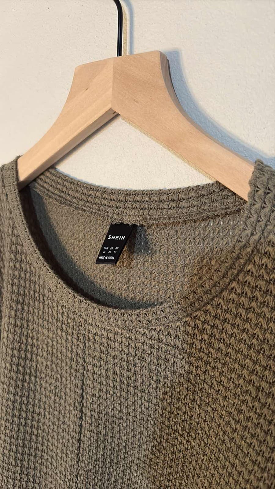 SHEIN Curve Women's Green Waffle Knit Long Sleeve Pullover Sweater XL - Thumbnail 2