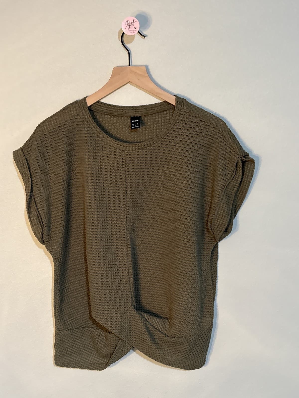 SHEIN Curve Women's Green Waffle Knit Long Sleeve Pullover Sweater XL