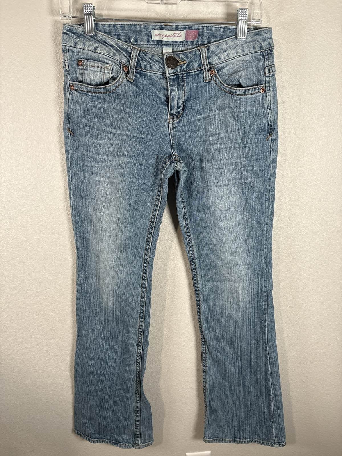 Aeropostale Kailey Skinny Flare Jeans 5/6 Blue Low Rise Denim Y2K 5/6