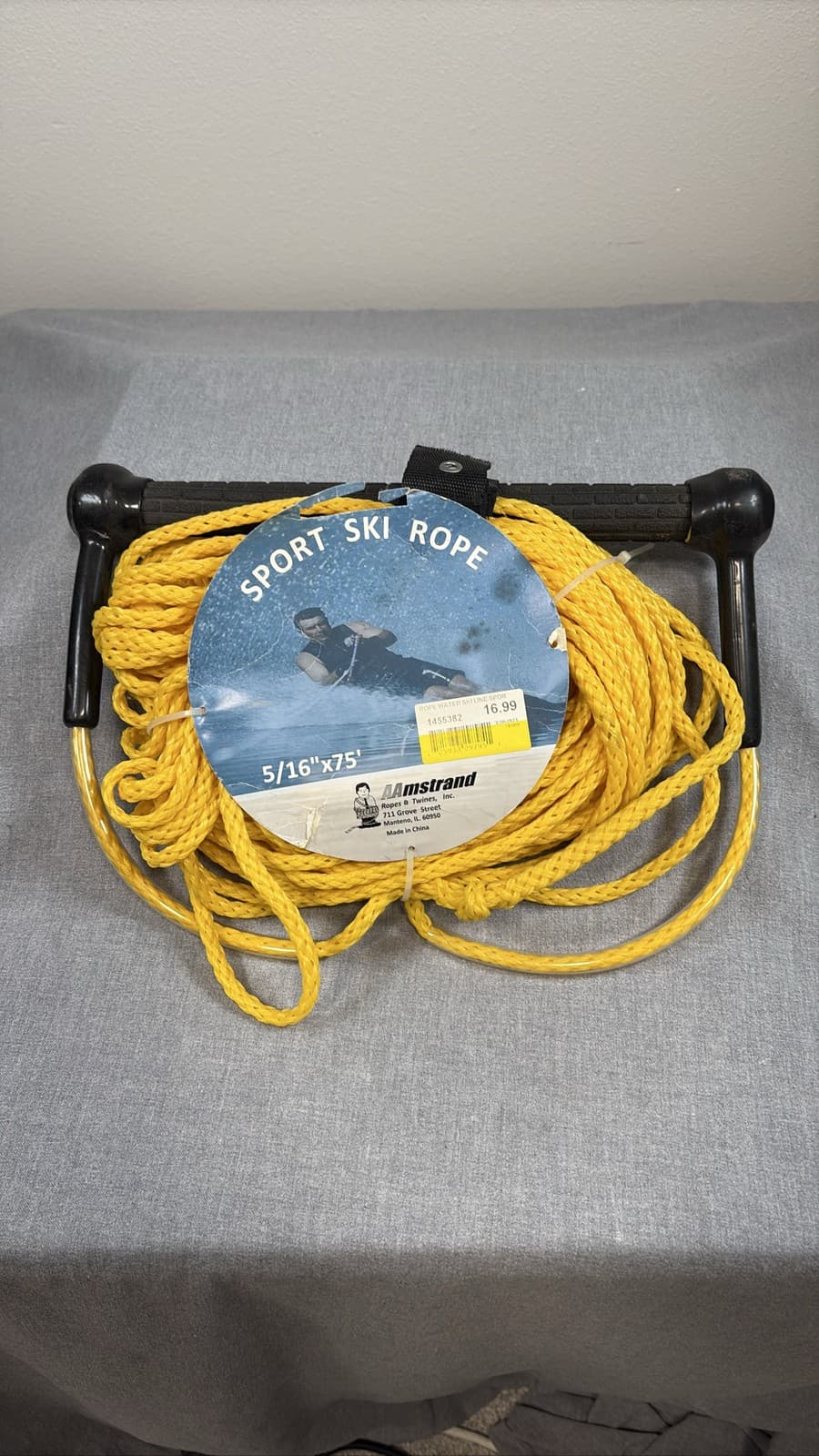 Amstrand Sport Water Ski Rope 5/16" x 75' with Handle Yellow