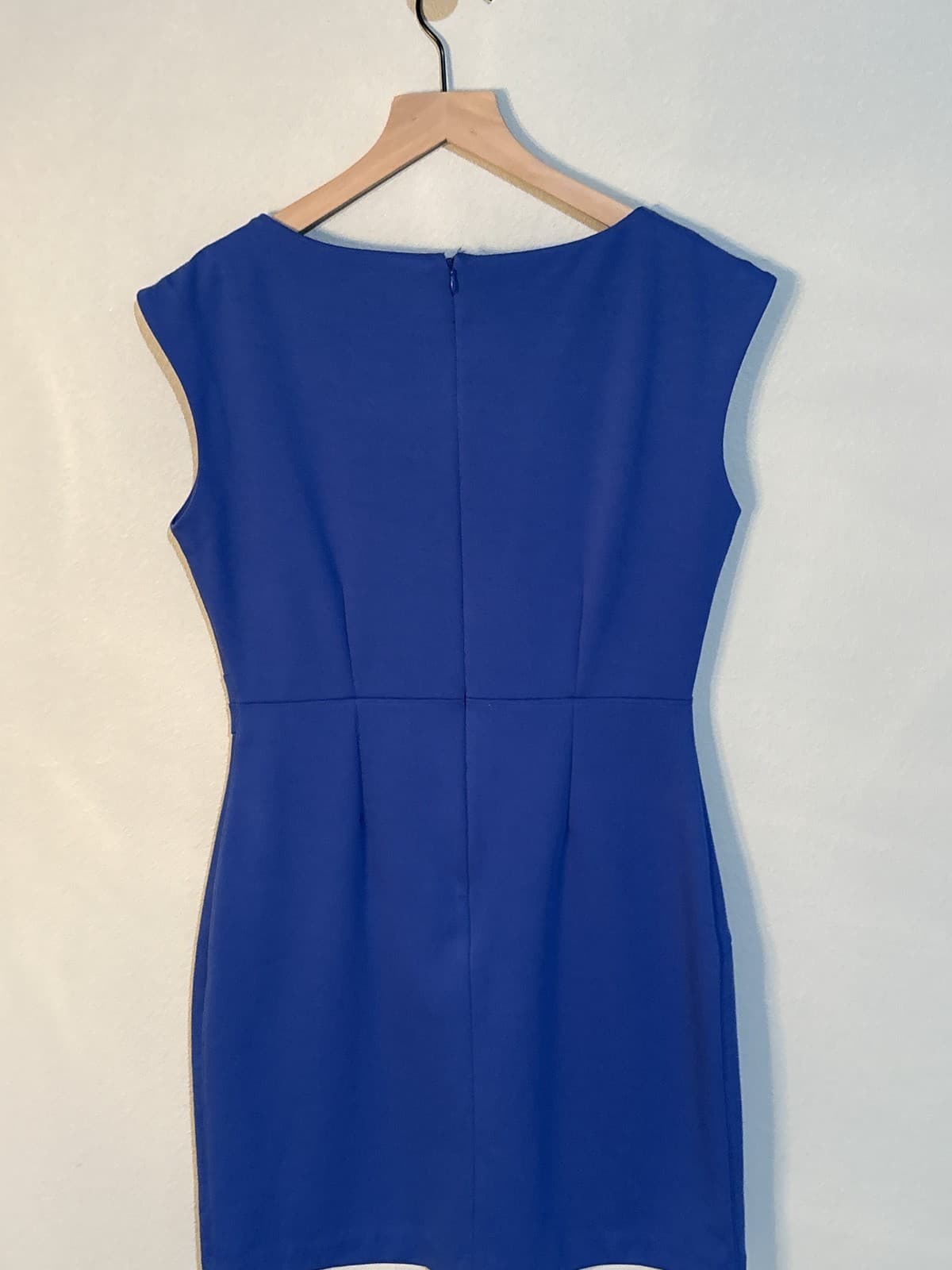 Attention Blue Ruched Sheath Dress Women's Cap Sleeve Career Bodycon - Thumbnail 3