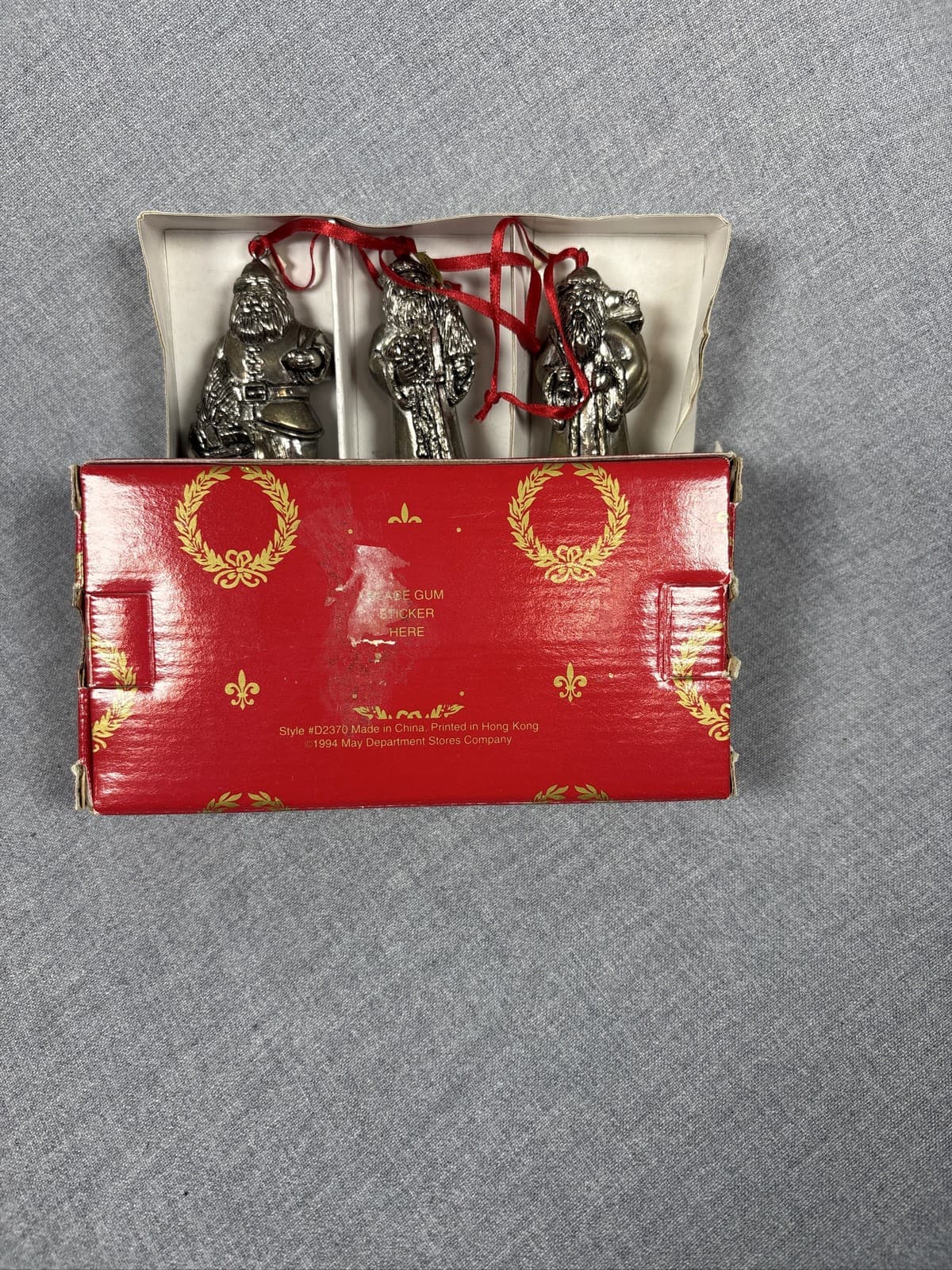 Home For The Holidays Silver Plated Santa Christmas Ornaments Set of 3 - Thumbnail 3
