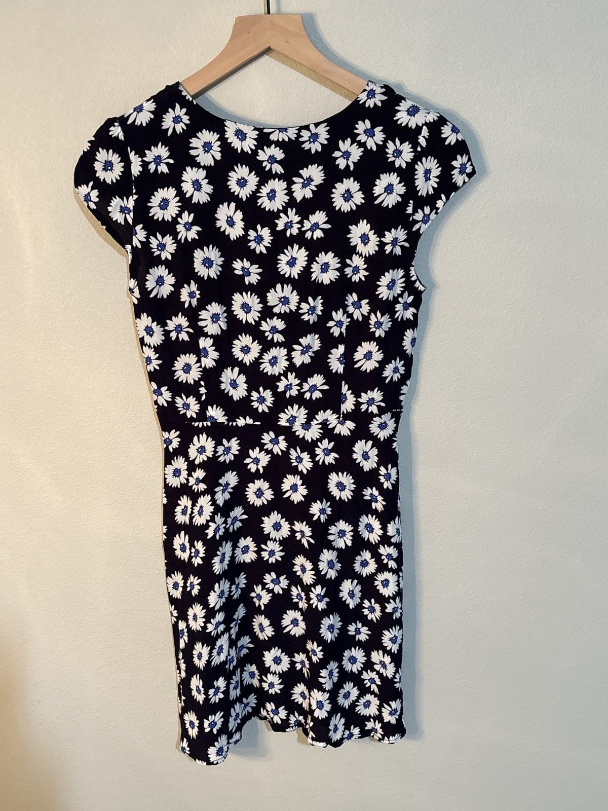 GAP Navy White Daisy Floral Button Front Cap Sleeve Mini Dress Small - Thumbnail 4