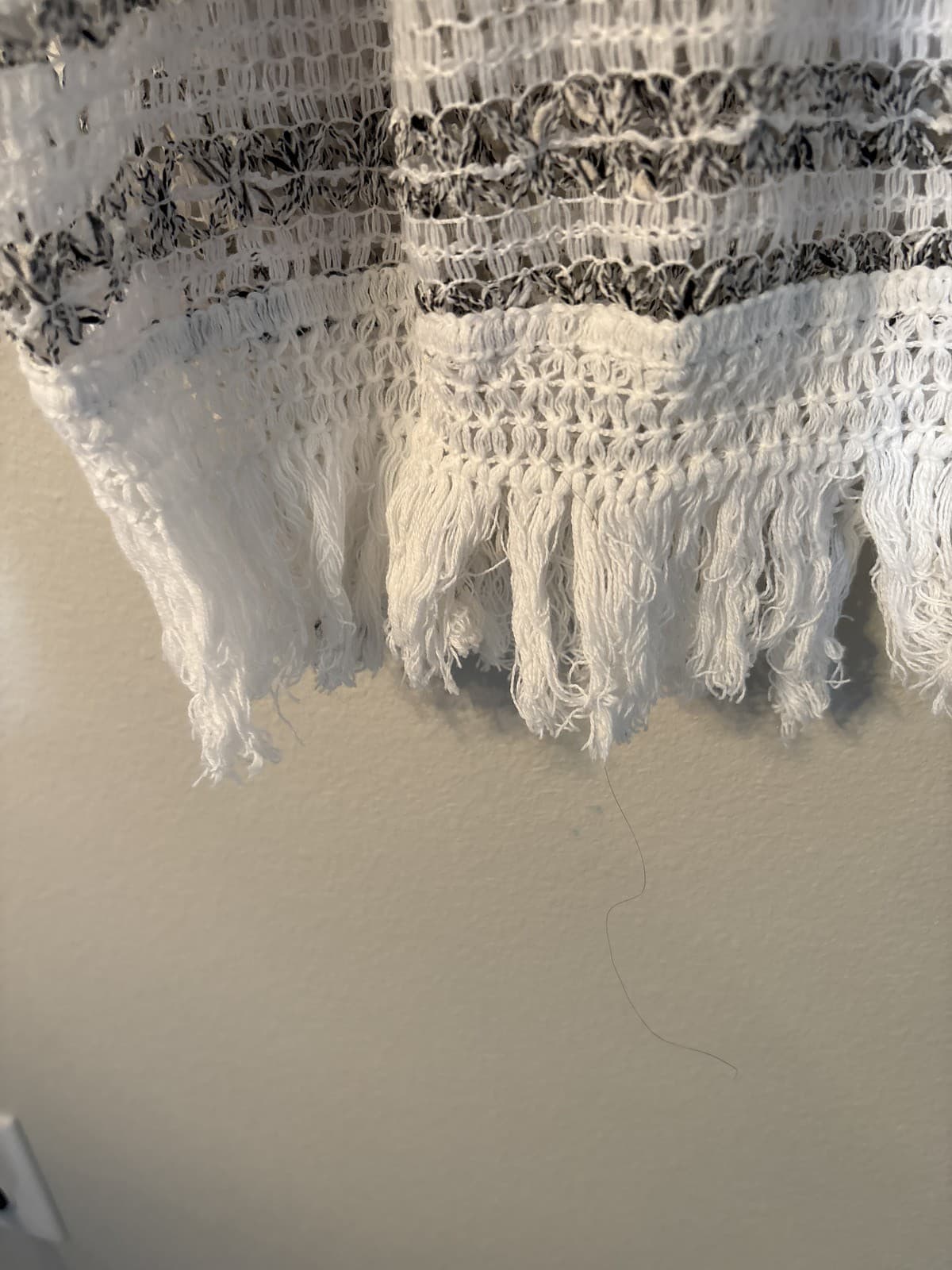 Monereno Open Knit Linen Blend Striped Tank Top Fringed Hem M - Thumbnail 3