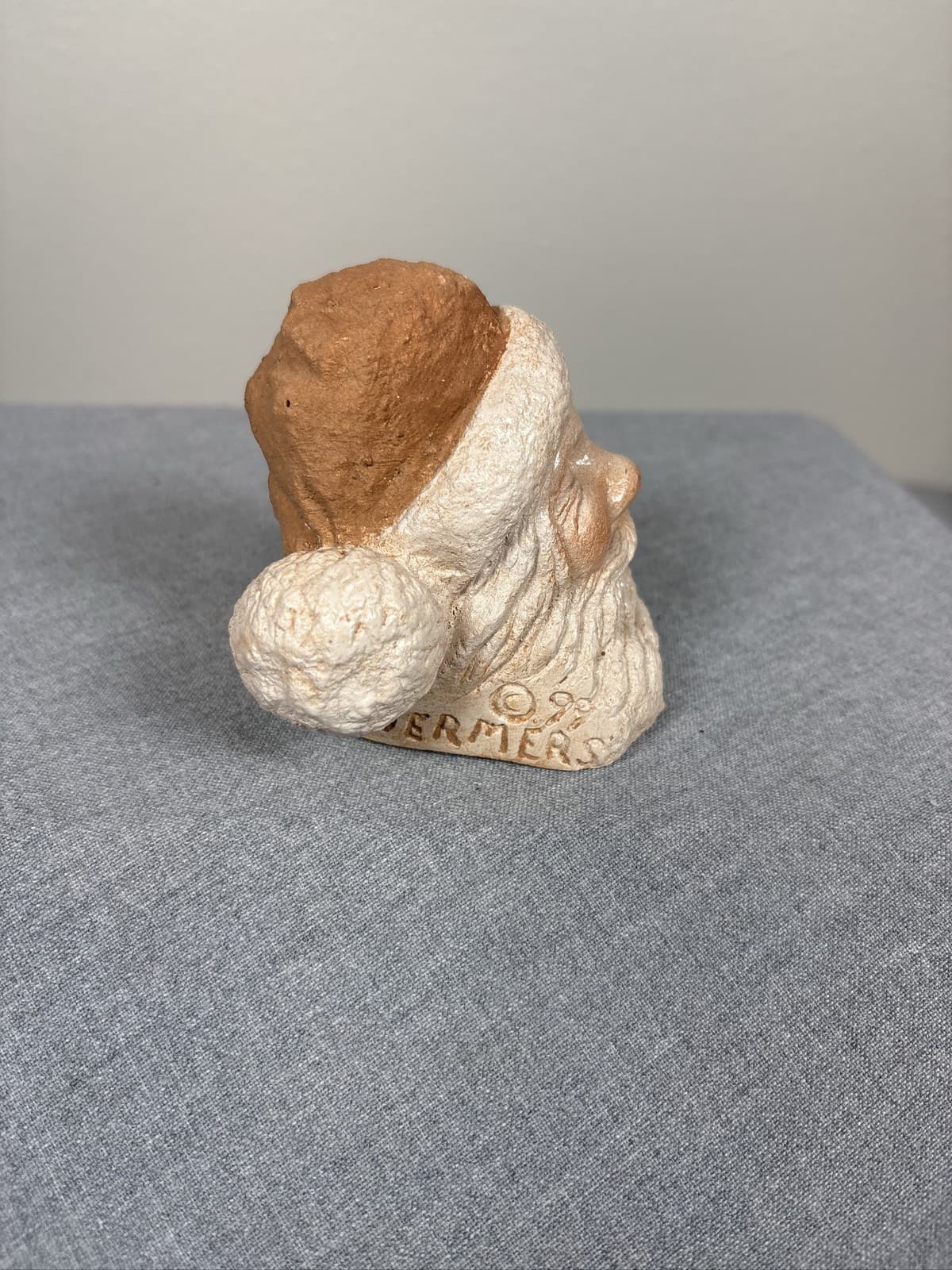 Roger Wermers Stonehead Smiling Santa Face Sculpture Signed Christmas - Thumbnail 2