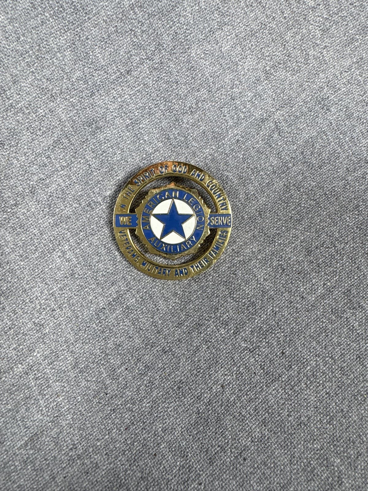 American Legion Auxiliary Lapel Pin God & Country We Serve Blue Enamel