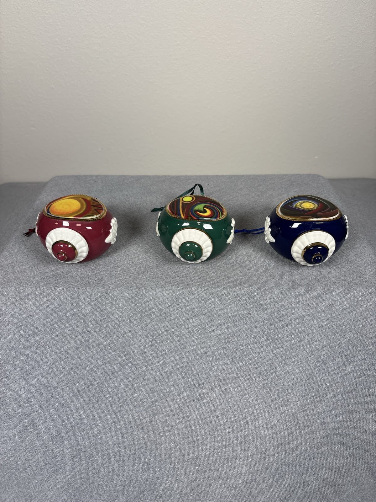 Christopher Radko Spectrum Swirl Trio Glass Reflector Ornaments Set - Thumbnail 4