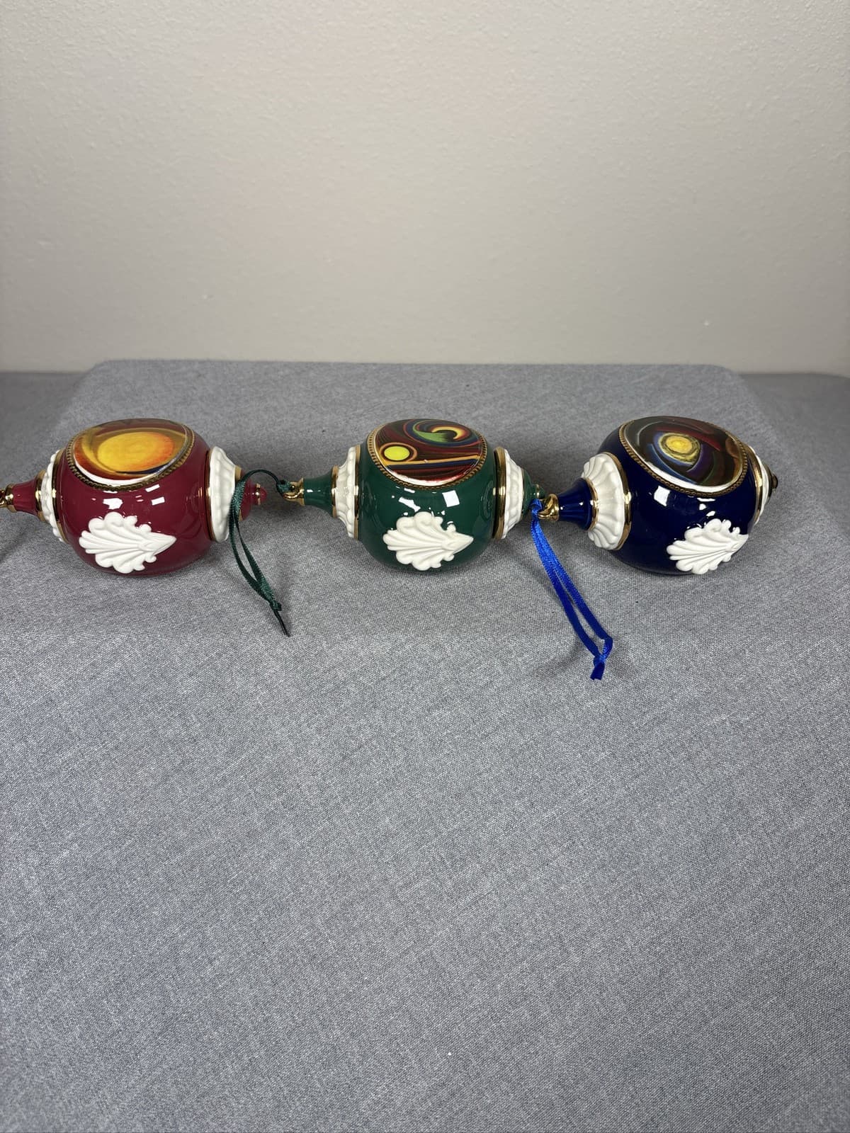 Christopher Radko Spectrum Swirl Trio Glass Reflector Ornaments Set - Thumbnail 3
