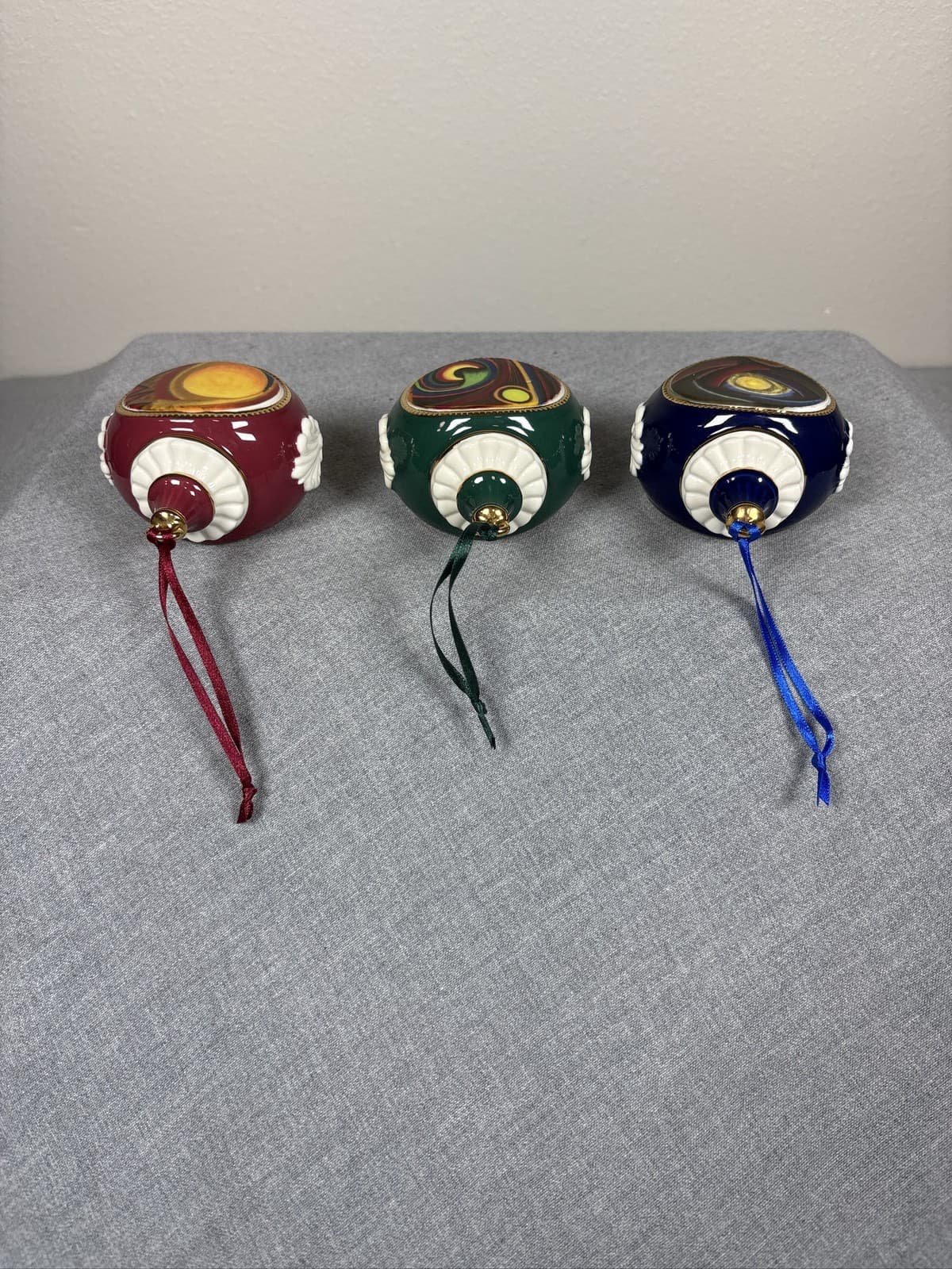 Christopher Radko Spectrum Swirl Trio Glass Reflector Ornaments Set - Thumbnail 2