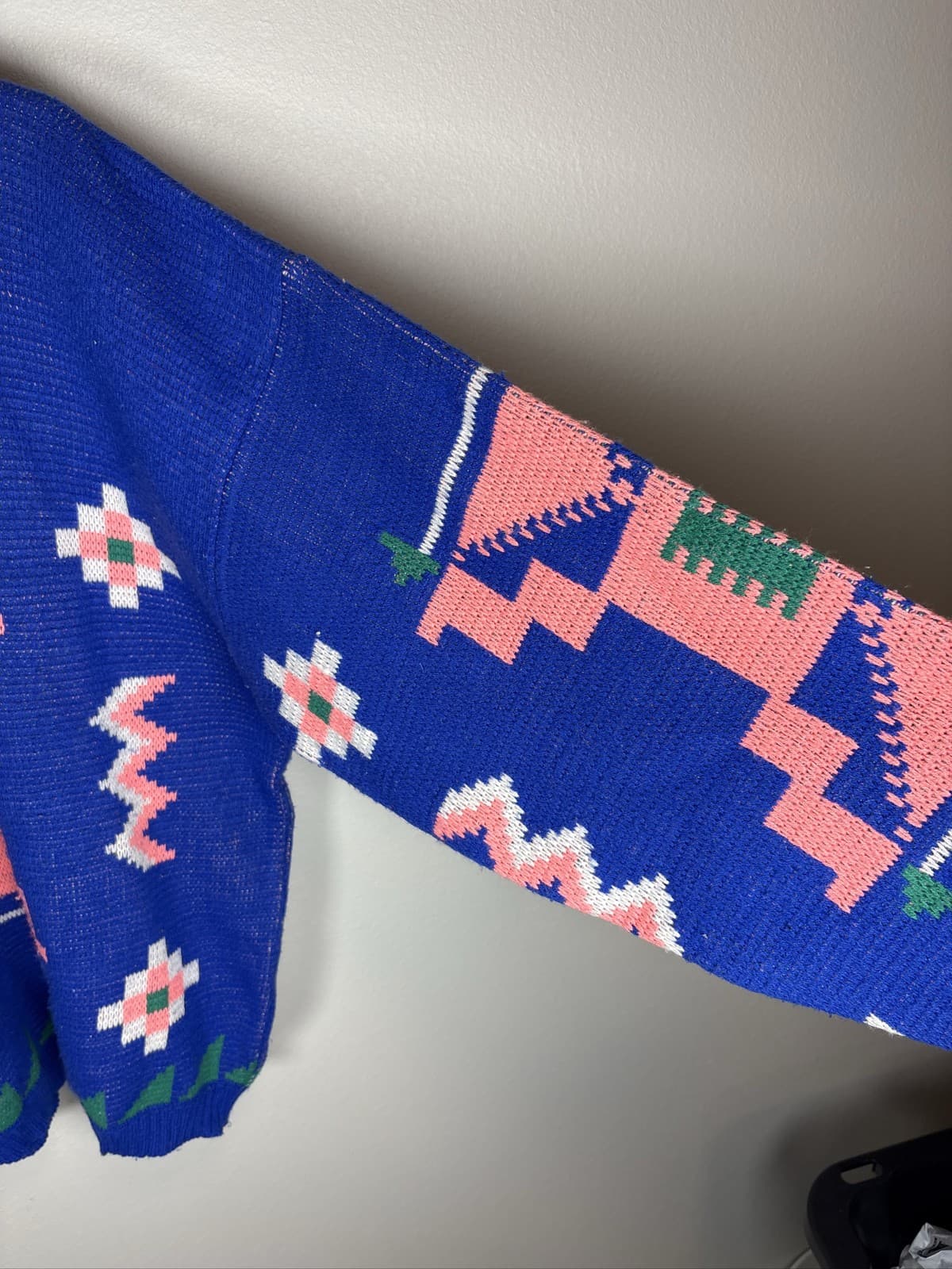 Vintage 80’s B. E-Z Men XL Blue Acrylic Knit Crewneck Sweater Pattern - Thumbnail 3