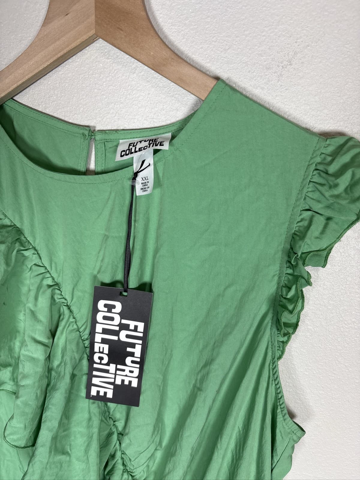 Future Collective Jenee Naylor Women Green Ruffle Ankle Length Dress XXL - Thumbnail 2