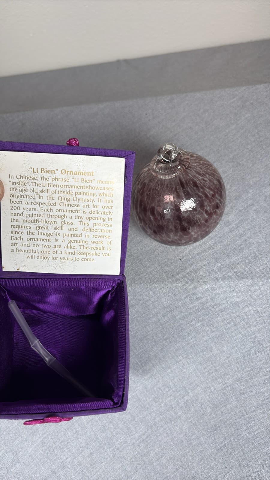 Pier 1 Li Bien 2003 Peace on Earth Purple Dove Ornament with Box