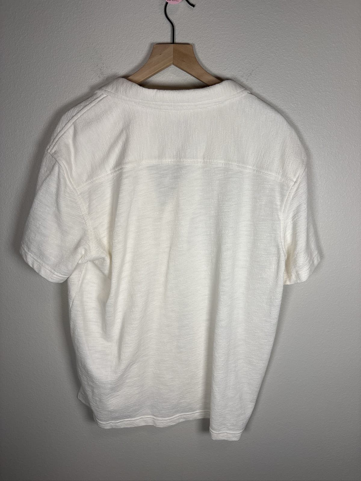 Goodfellow & Co Men's Knit Camp Shirt Short Sleeve Cream Button Up L - Thumbnail 4