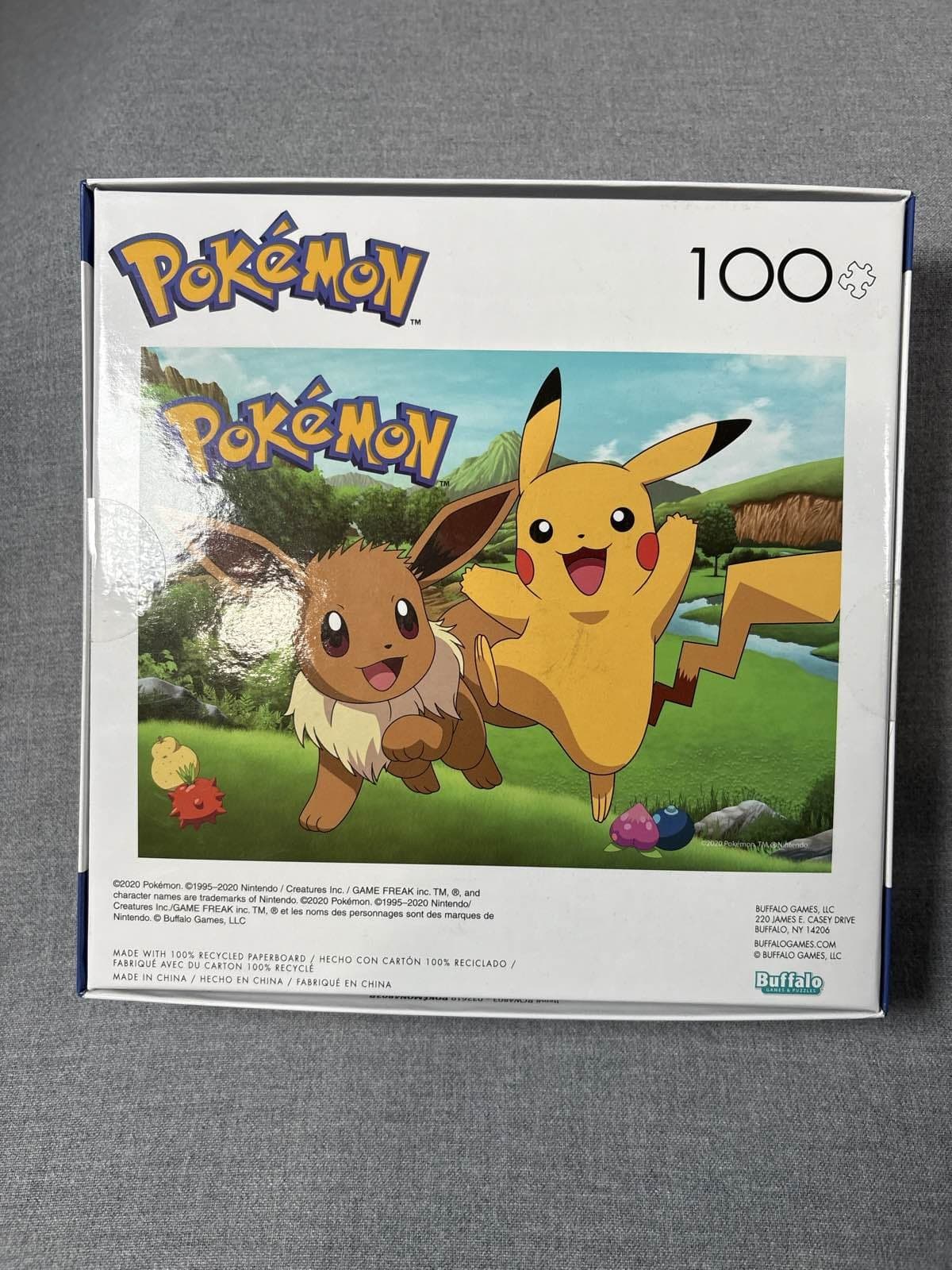 Pokemon 100 Piece Jigsaw Puzzle Pikachu Eevee Buffalo Games 15x11 2019 New - Thumbnail 2