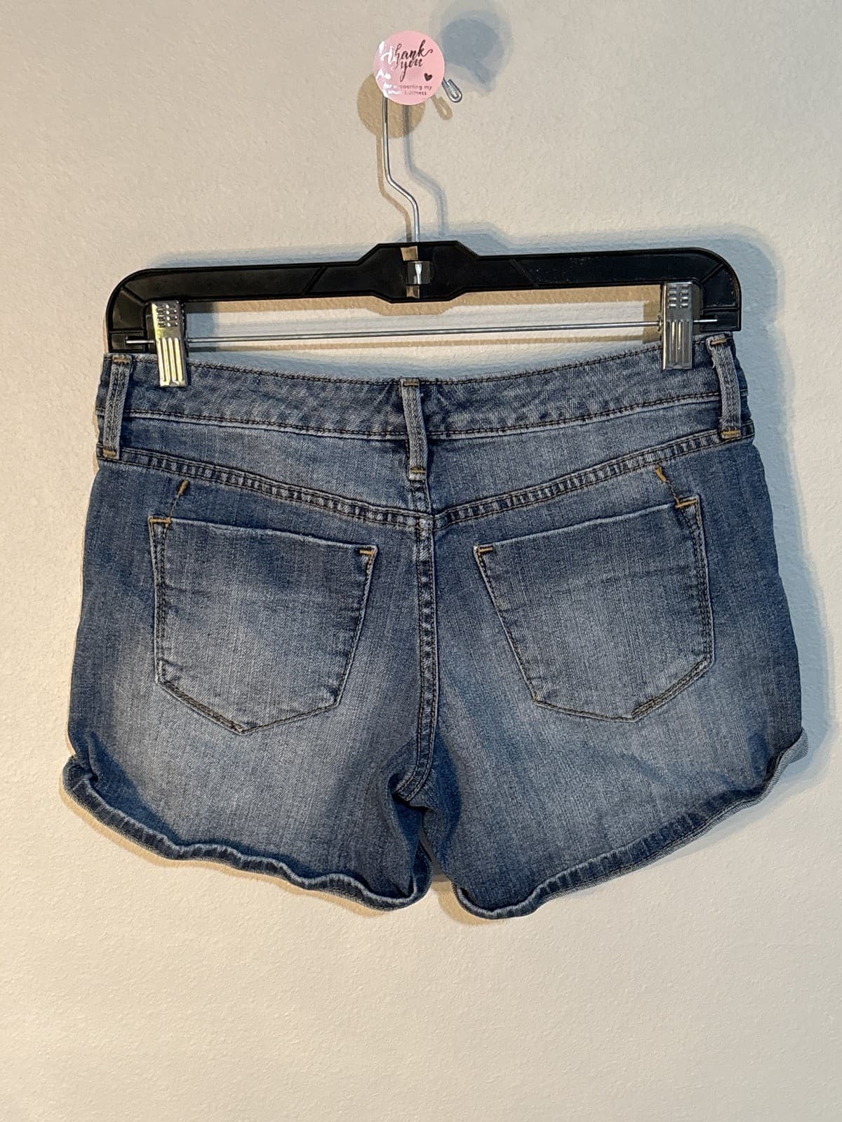 Mossimo Mid Rise Mid-length Jean Shorts Women's Blue Denim Cuffed Size 00 - Thumbnail 3