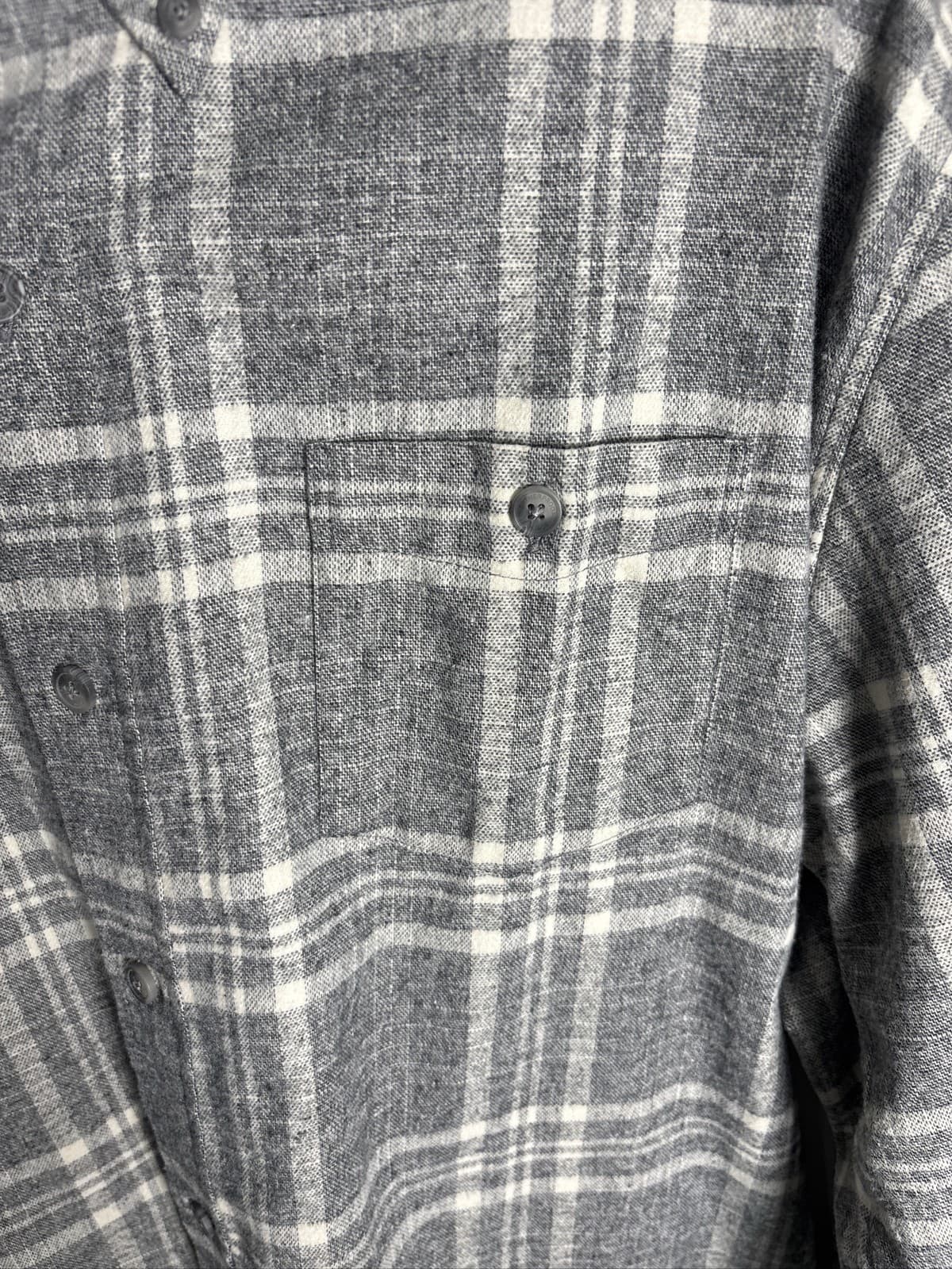 Weatherproof Mens Plaid Flannel Button Down Long Sleeve Shirt Gray L - Thumbnail 3
