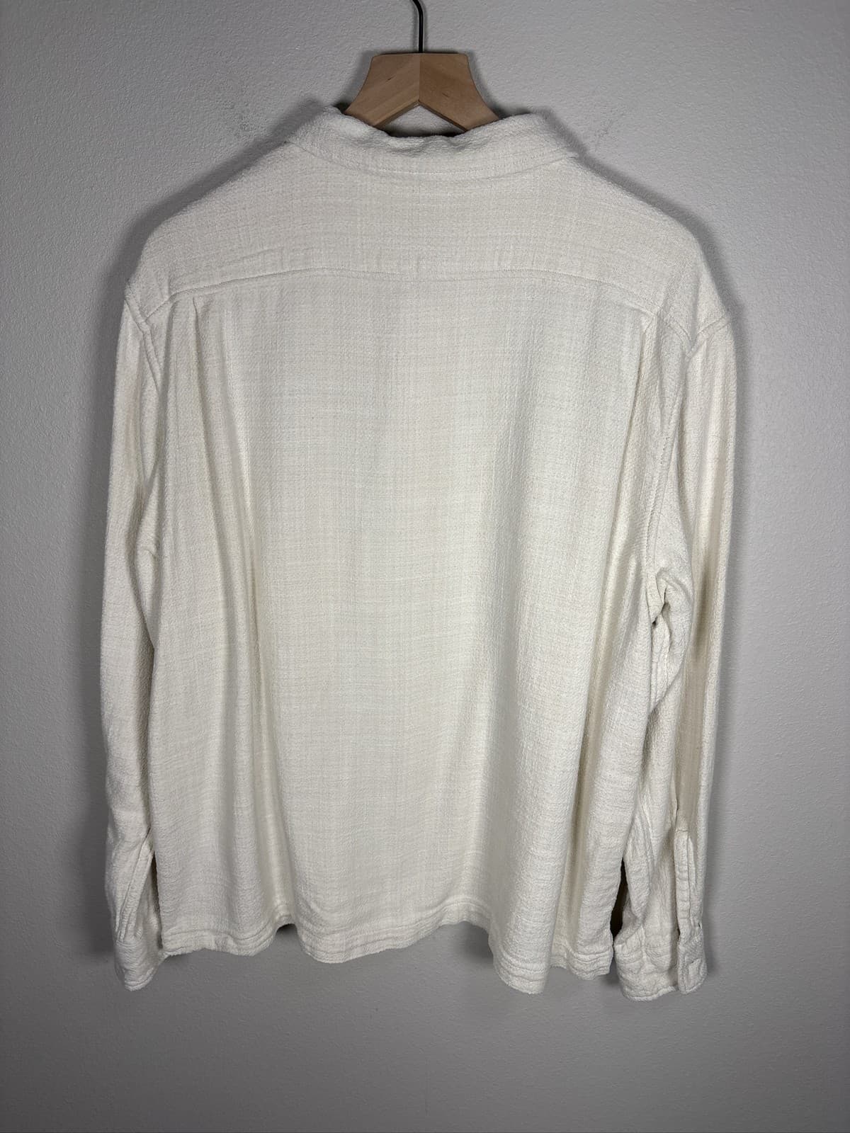 Old Navy Mens XL Cream Textured Cotton Long Sleeve Button Up Shirt - Thumbnail 3