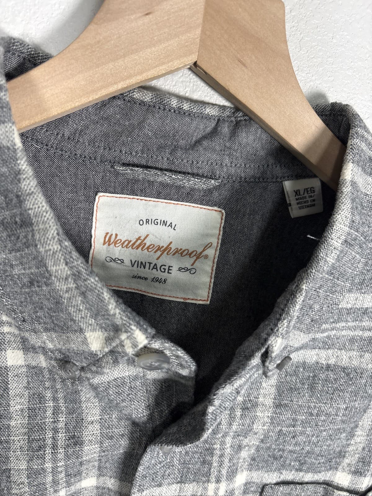 Weatherproof Mens Plaid Flannel Button Down Long Sleeve Shirt Gray L - Thumbnail 2