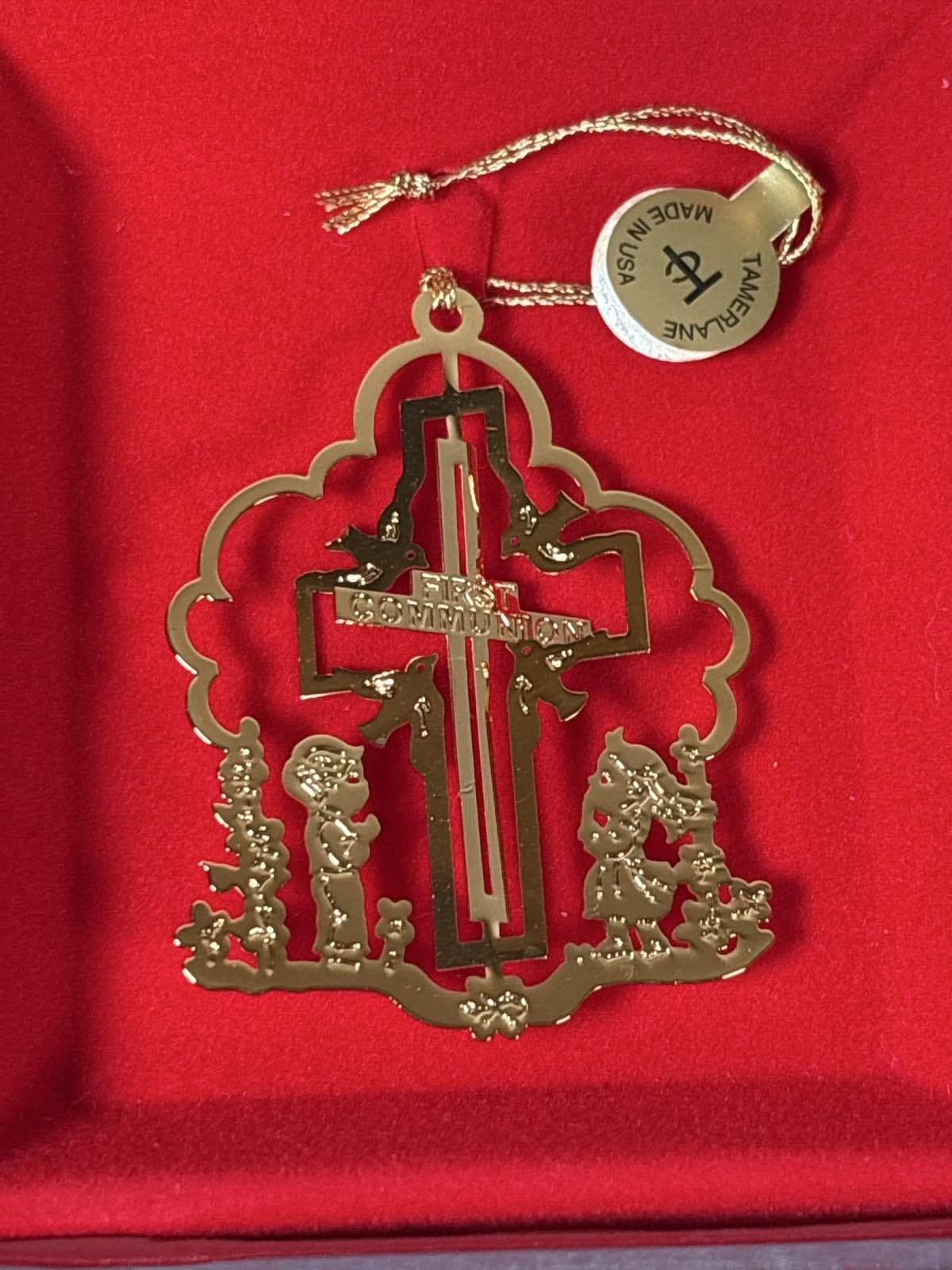 Tamerlane Ornament 24Kt Gold Cross 1st Communion - Thumbnail 2