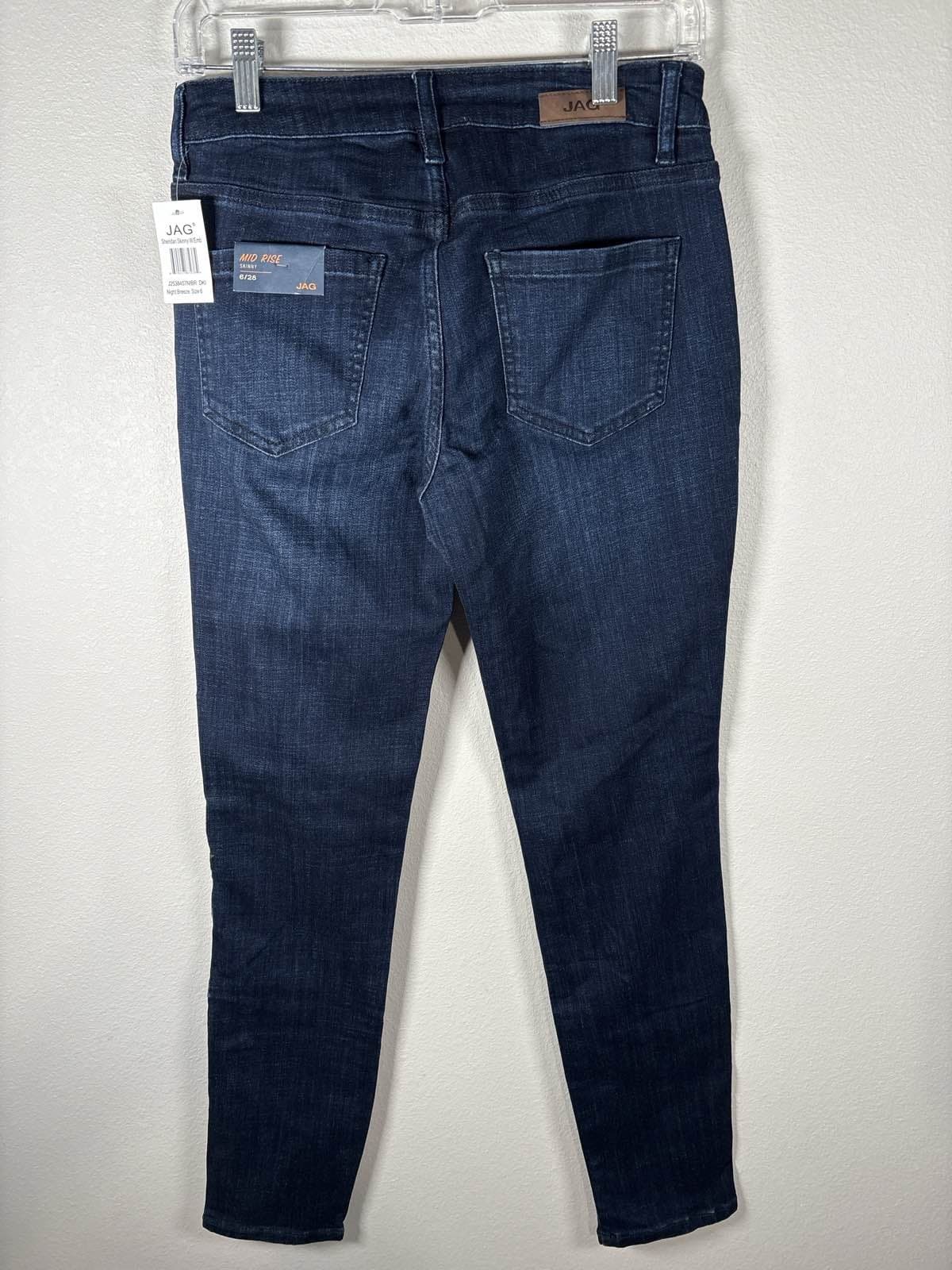 JAG Sheridan Skinny Mid Rise Jeans Women's 6/28 Dark Blue Denim Floral Stiching - Thumbnail 2