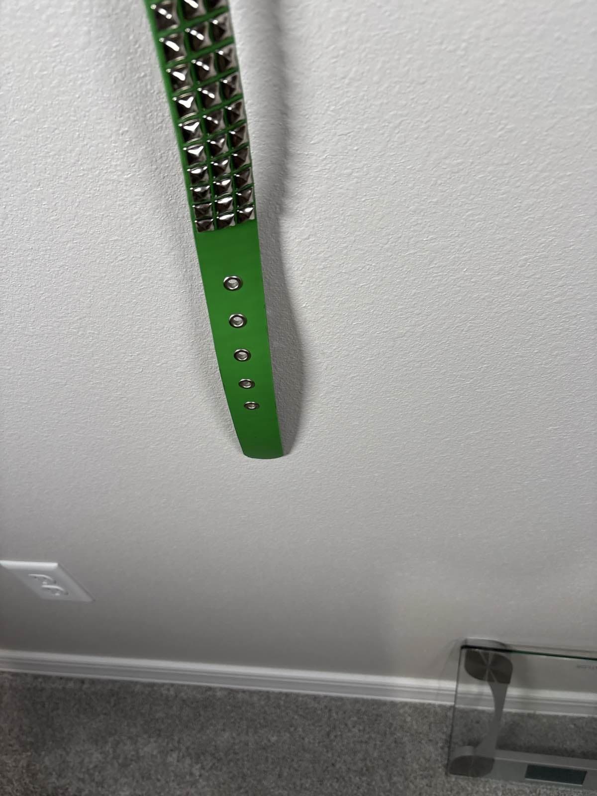 Studded Belt Punk Goth Emo Triple Rivet Waist Neon Green - Thumbnail 5