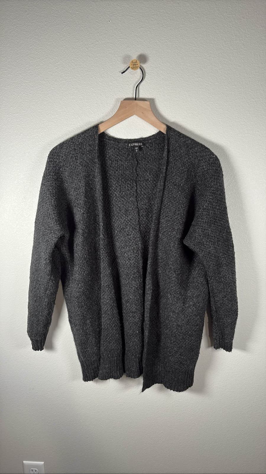 EXPRESS Cardigan Womens Small Gray Knit Open Front Cozy